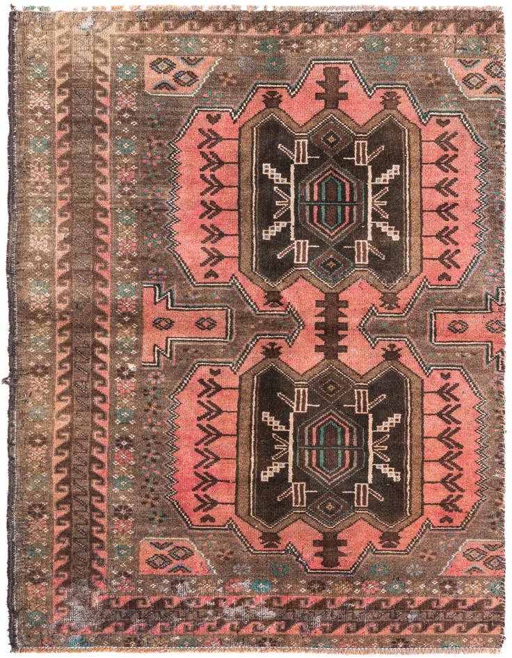 Detail image of 2' 6 x 4' 6 Hand Knotted Ultra Vintage Persian Wool Rug