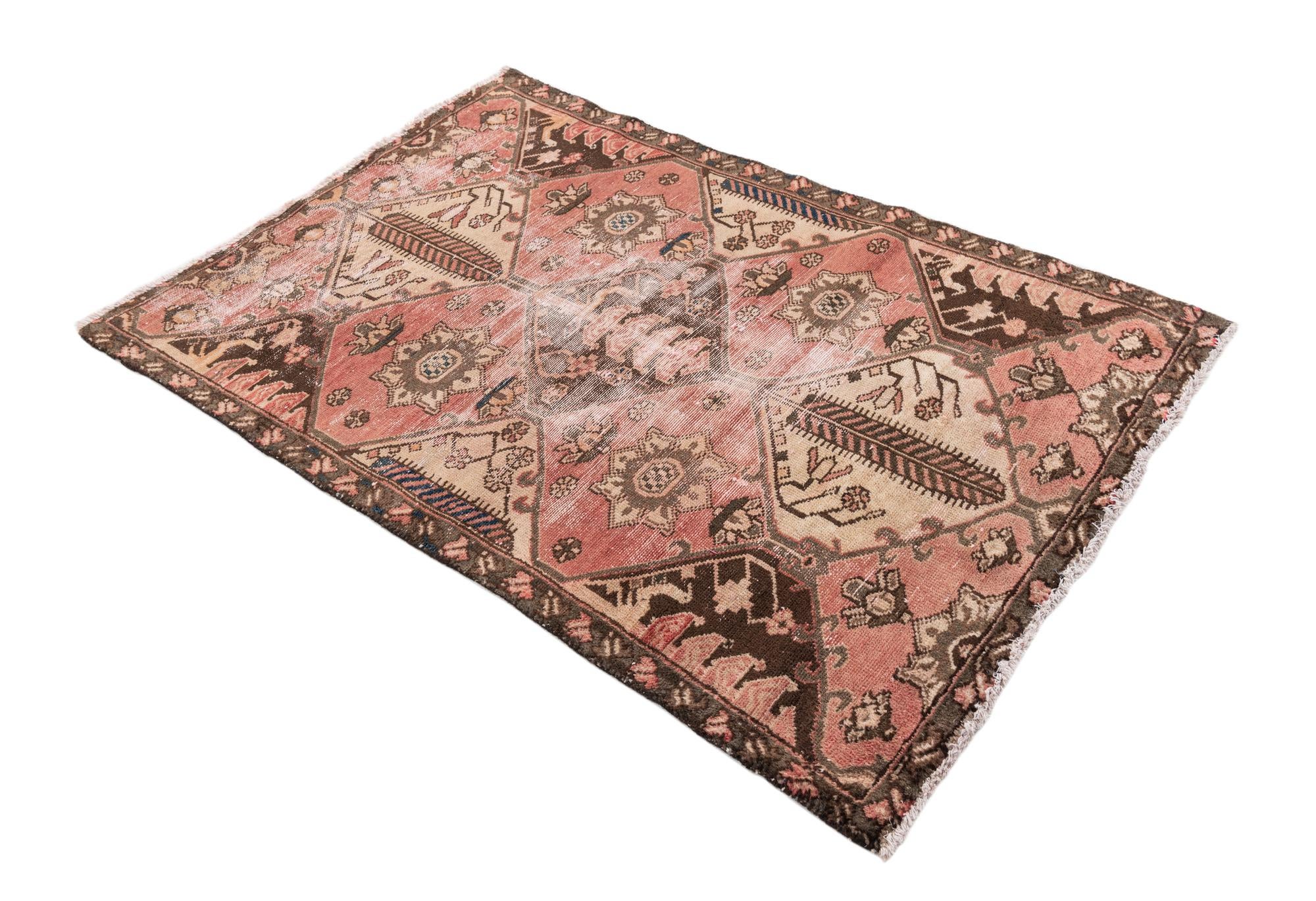 3' 4 x 5' Hand Knotted Ultra Vintage Persian Wool Rug