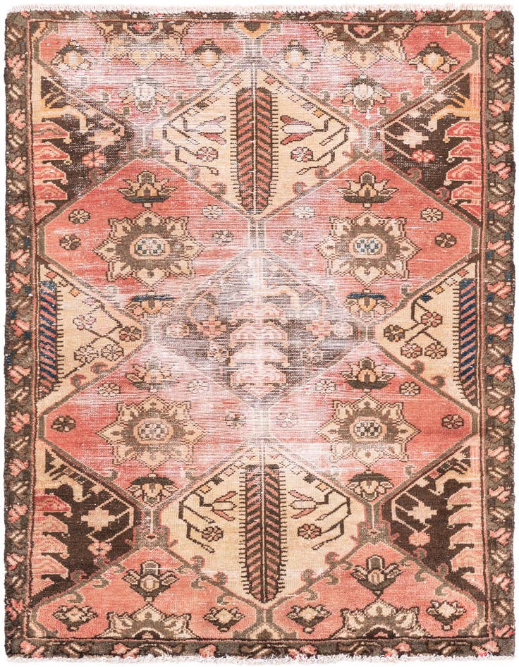 Detail image of 3' 4 x 5' Hand Knotted Ultra Vintage Persian Wool Rug