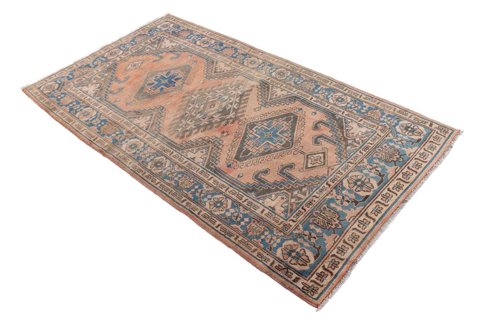 3' 5 x 6' 2 Hand Knotted Ultra Vintage Persian Wool Rug