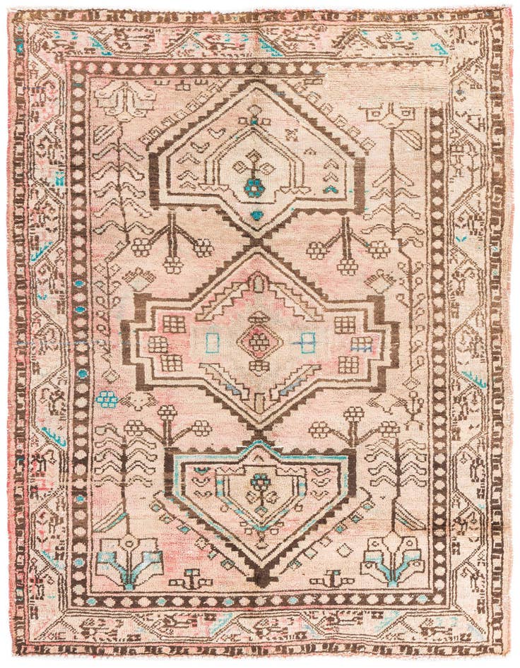 Detail image of 4' 3 x 6' 8 Hand Knotted Ultra Vintage Persian Wool Rug