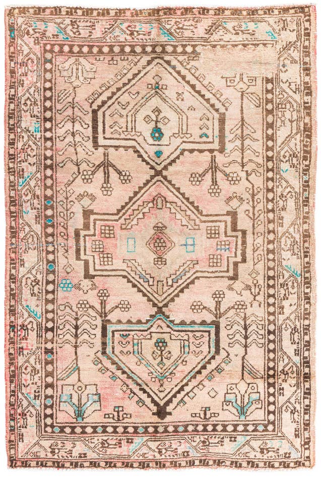 Detail image of 4' 3 x 6' 8 Hand Knotted Ultra Vintage Persian Wool Rug