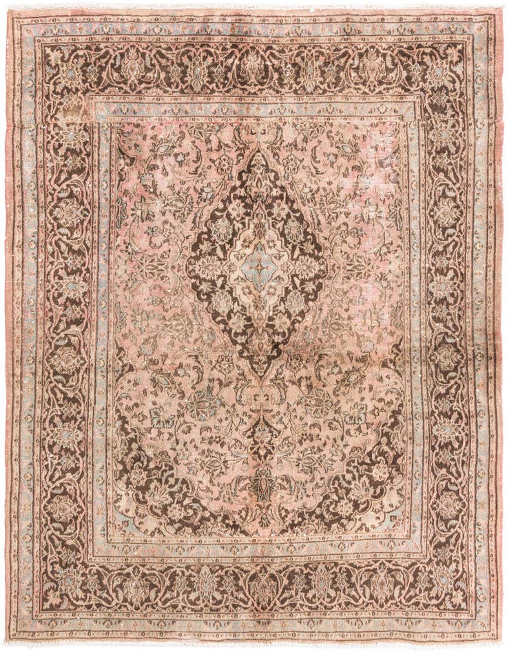 Detail image of 6' 3 x 7' 9 Hand Knotted Ultra Vintage Persian Wool Rug