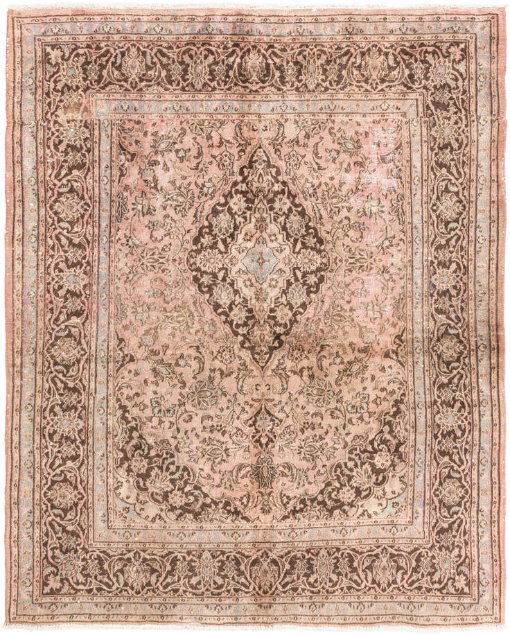 Detail image of 6' 3 x 7' 9 Hand Knotted Ultra Vintage Persian Wool Rug