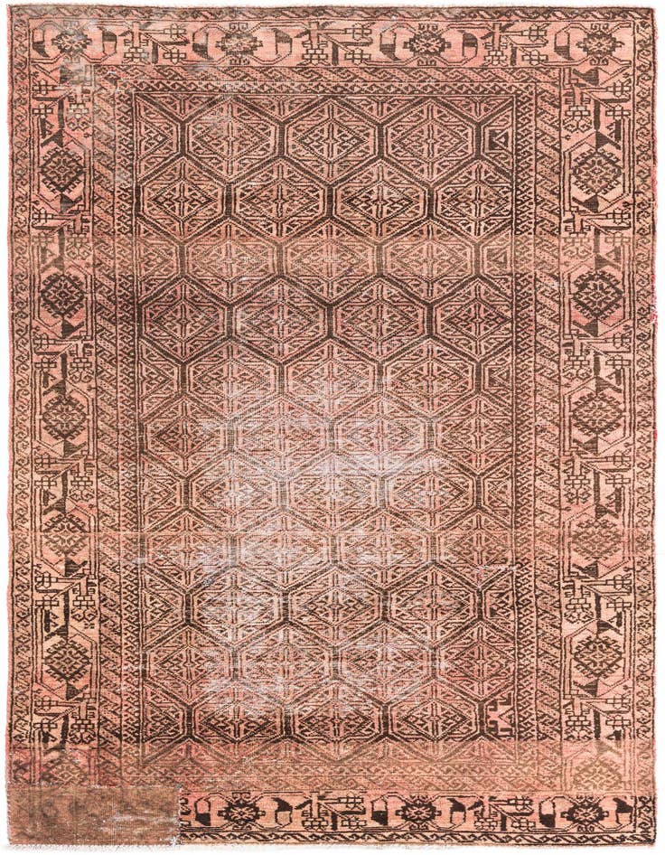 Detail image of 3' 8 x 7' 2 Hand Knotted Ultra Vintage Persian Wool Rug