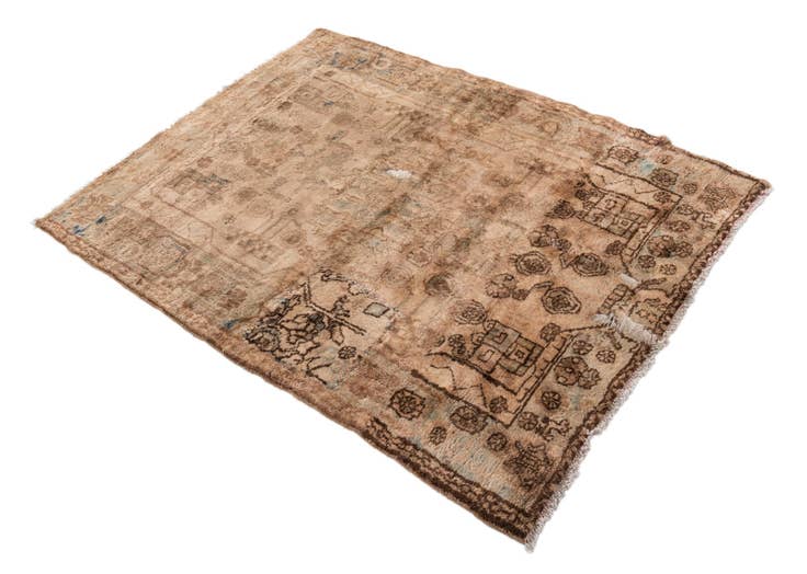 Detail image of 3' 9 x 4' 10 Hand Knotted Ultra Vintage Persian Wool Rug