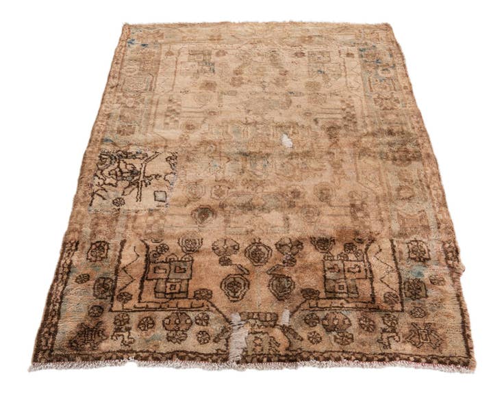 Detail image of 3' 9 x 4' 10 Hand Knotted Ultra Vintage Persian Wool Rug