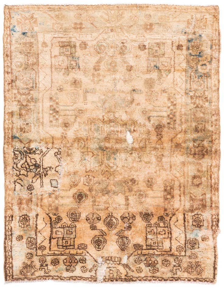 Detail image of 3' 9 x 4' 10 Hand Knotted Ultra Vintage Persian Wool Rug
