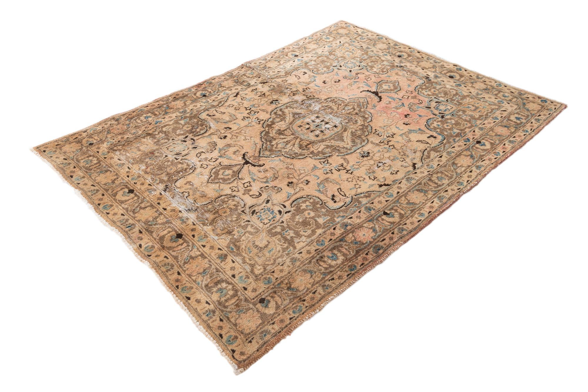 4' 7 x 6' 7 Hand Knotted Ultra Vintage Persian Wool Rug
