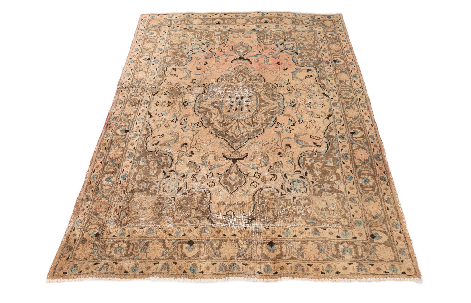 4' 7 x 6' 7 Hand Knotted Ultra Vintage Persian Wool Rug