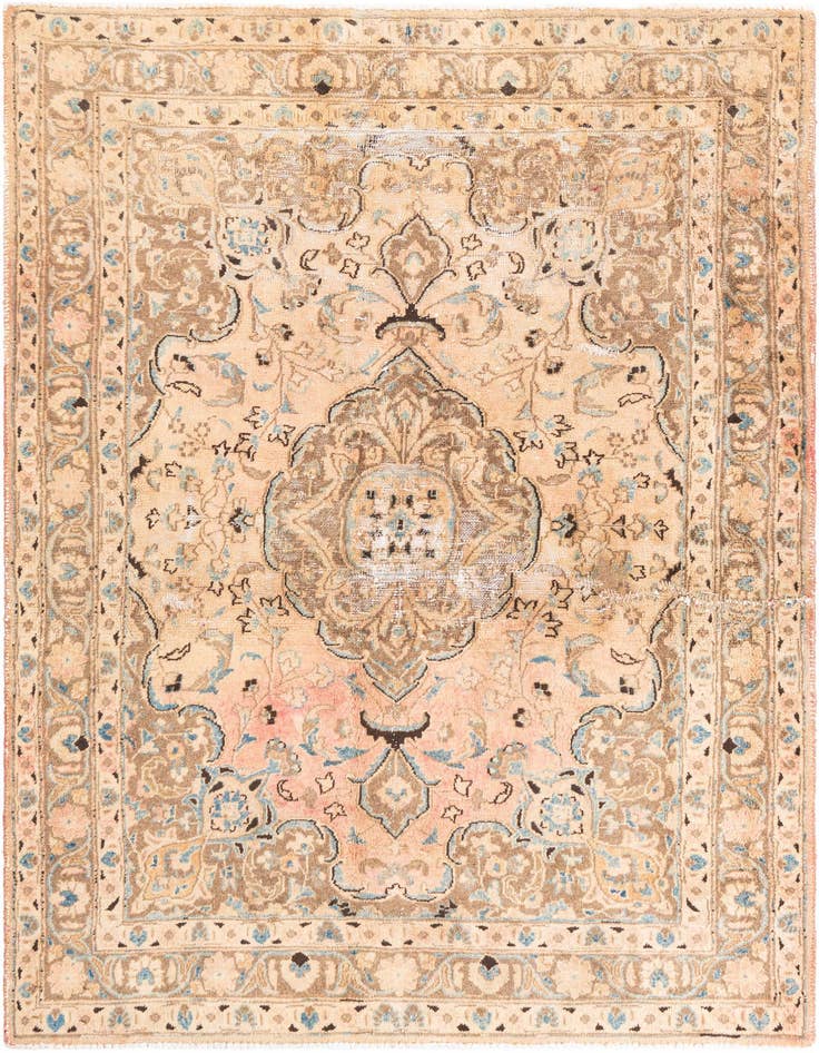 Detail image of 4' 7 x 6' 7 Hand Knotted Ultra Vintage Persian Wool Rug