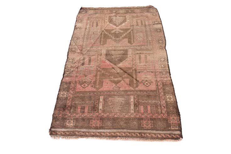 Detail image of 2' 10 x 4' 9 Hand Knotted Ultra Vintage Persian Wool Rug