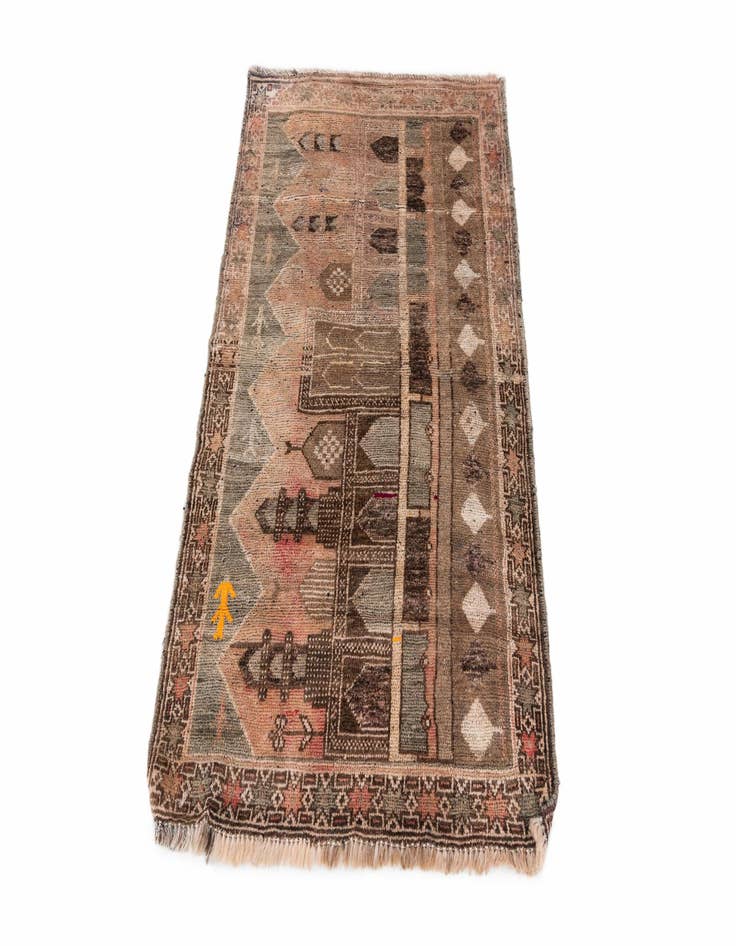 Detail image of 2' 9 x 4' 5  Hand Knotted Ultra Vintage Persian Wool Rug