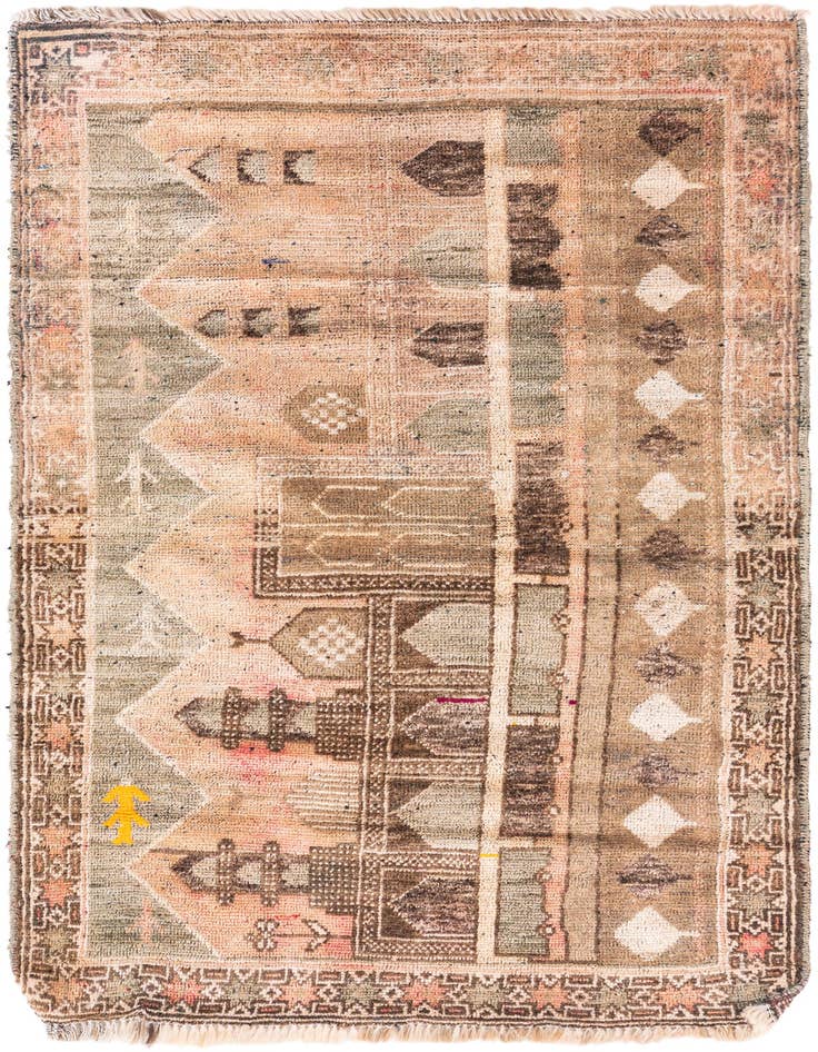 Detail image of 2' 9 x 4' 5 Hand Knotted Ultra Vintage Persian Wool Rug
