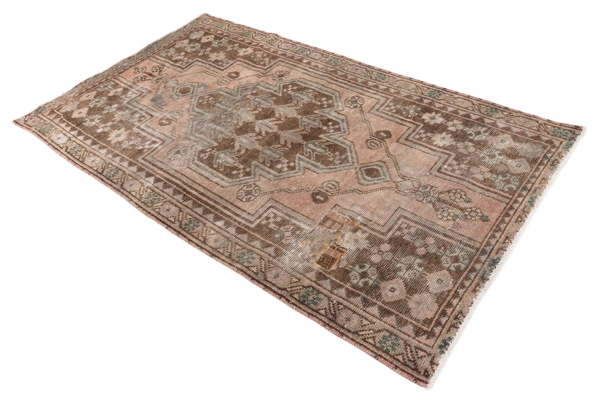 3' 10 x 6' 7 Hand Knotted Ultra Vintage Persian Wool Rug