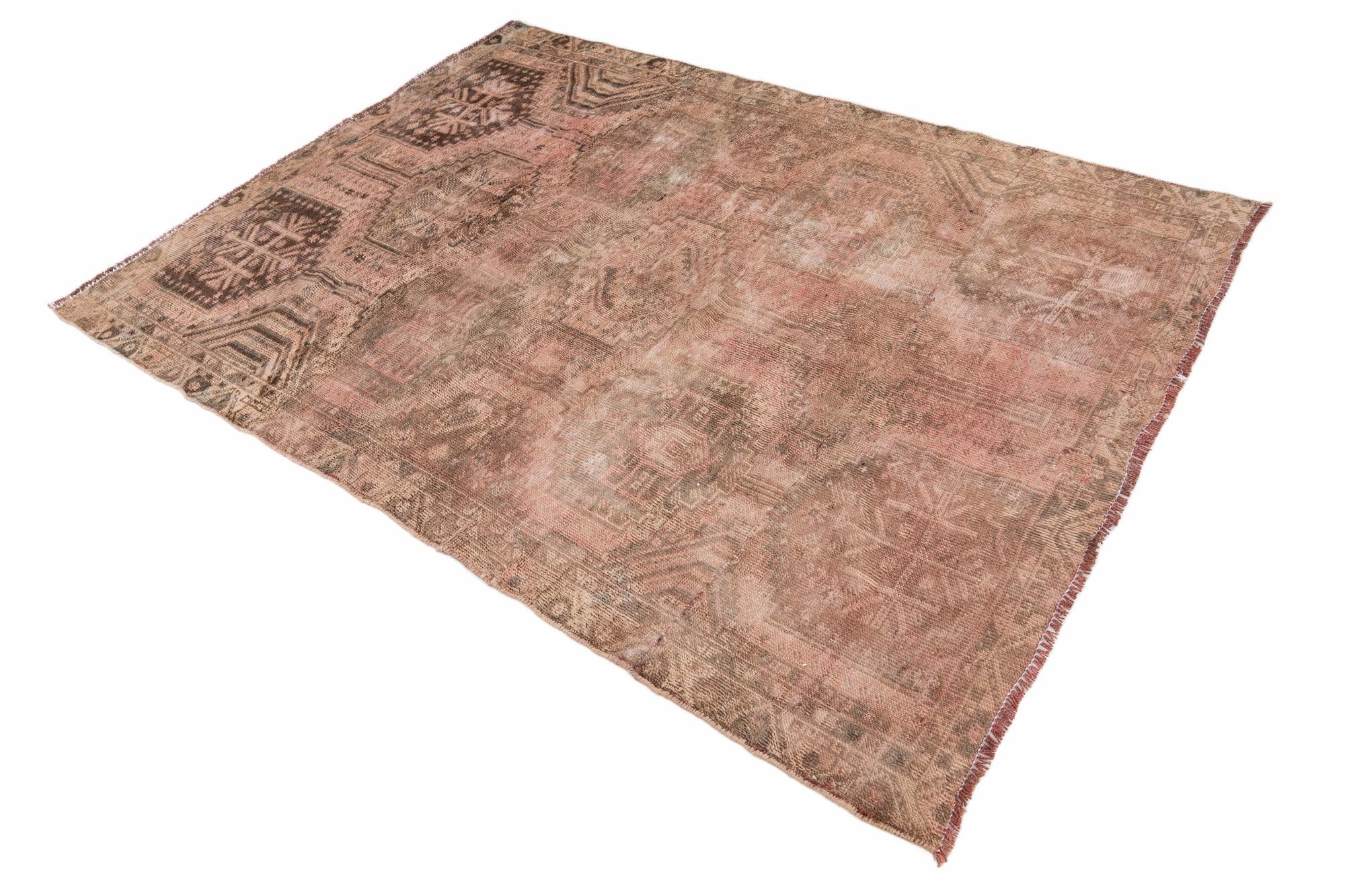 4' 7 x 6' 5 Hand Knotted Ultra Vintage Persian Wool Rug