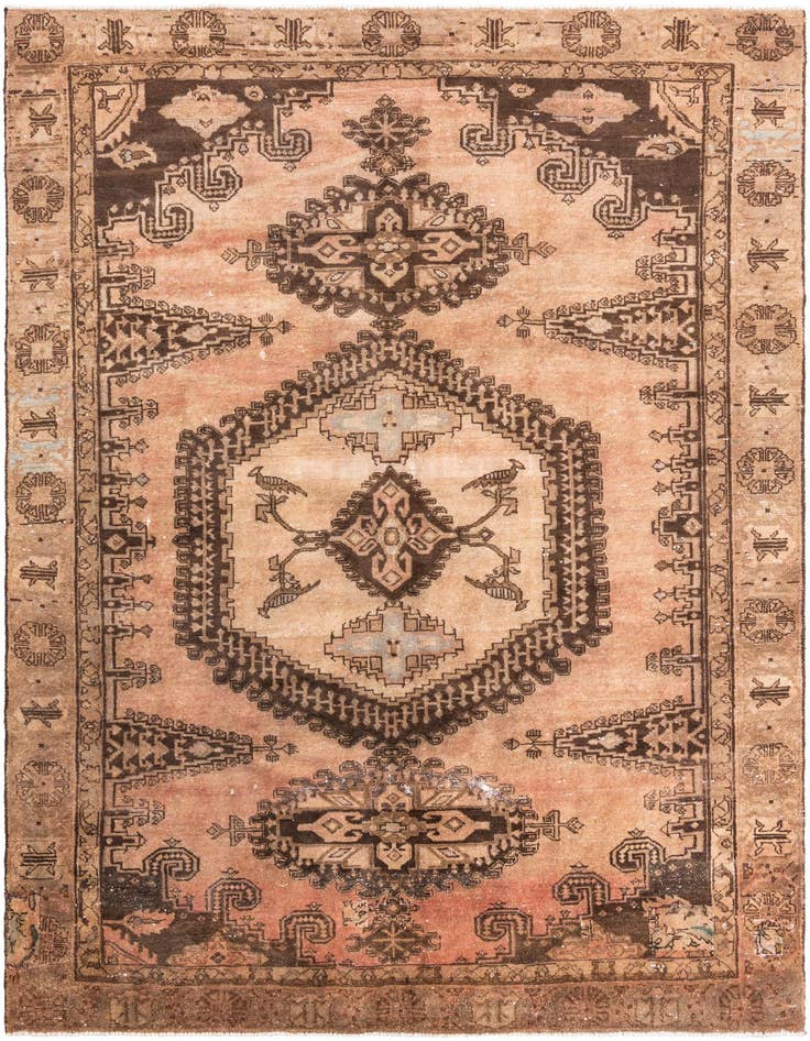 Detail image of 6' 9 x 9' 6 Hand Knotted Ultra Vintage Persian Wool Rug