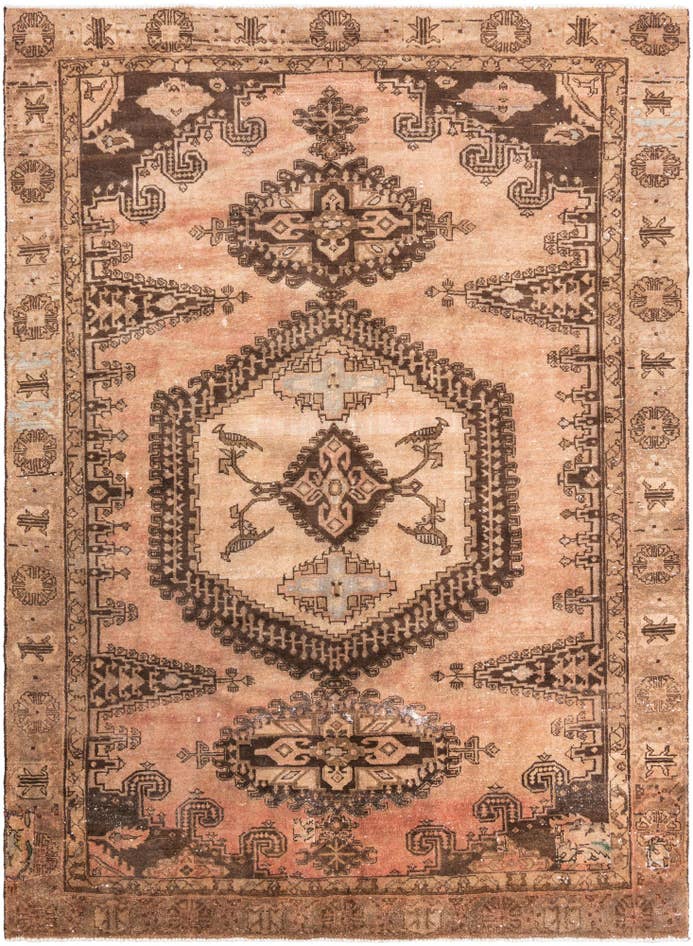 Detail image of 6' 9 x 9' 6 Hand Knotted Ultra Vintage Persian Wool Rug