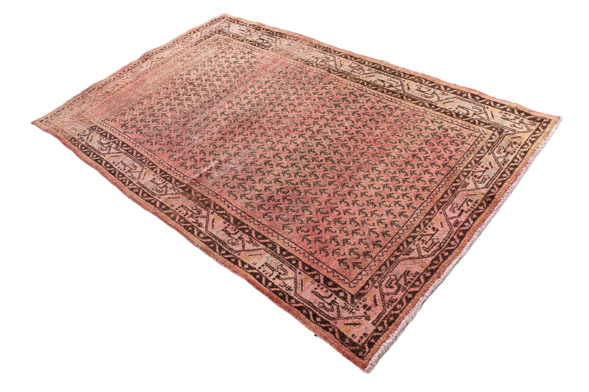 4' 3 x 6' 6 Hand Knotted Ultra Vintage Persian Wool Rug