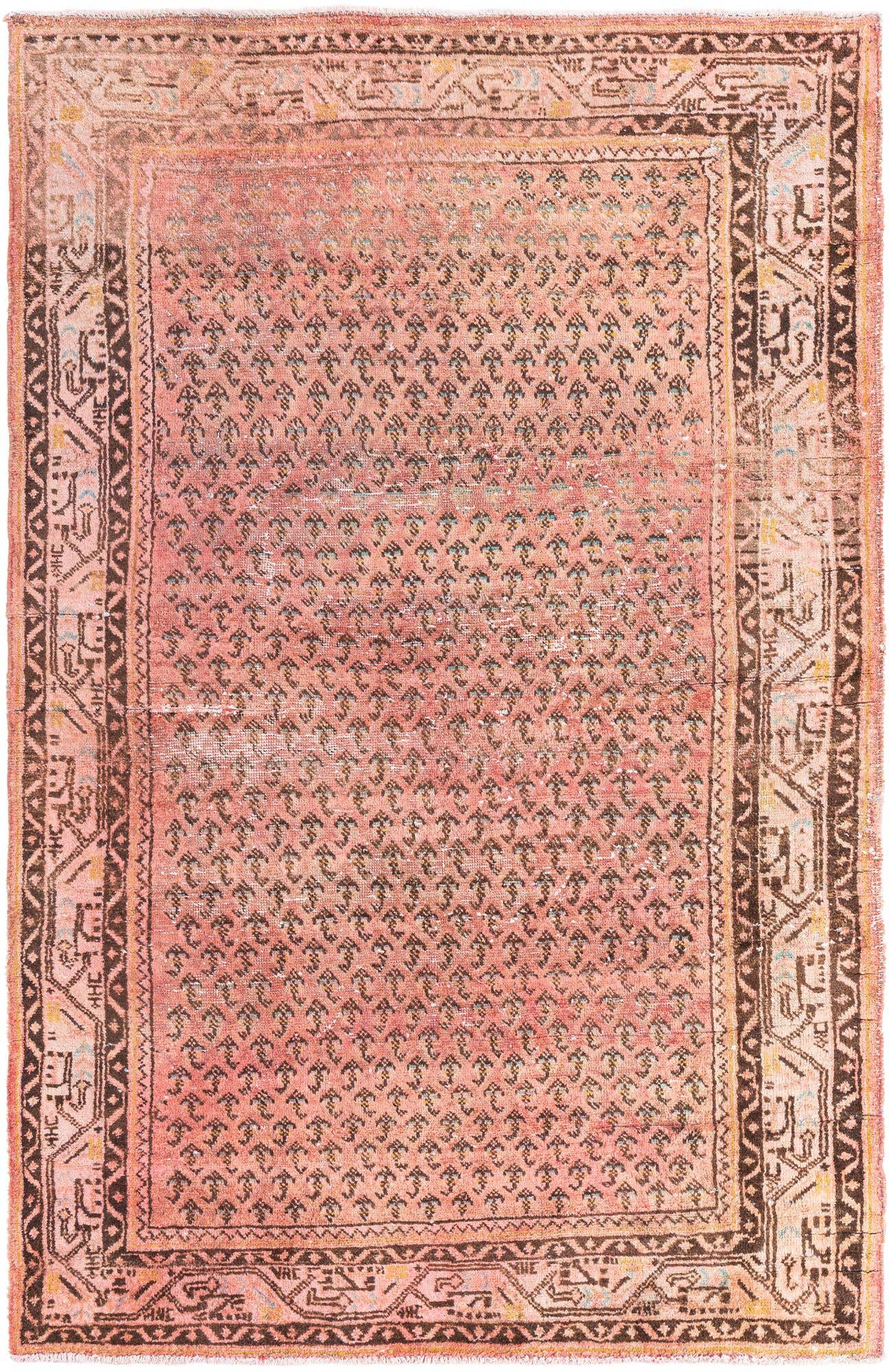 4' 3 x 6' 6 Hand Knotted Ultra Vintage Persian Wool Rug