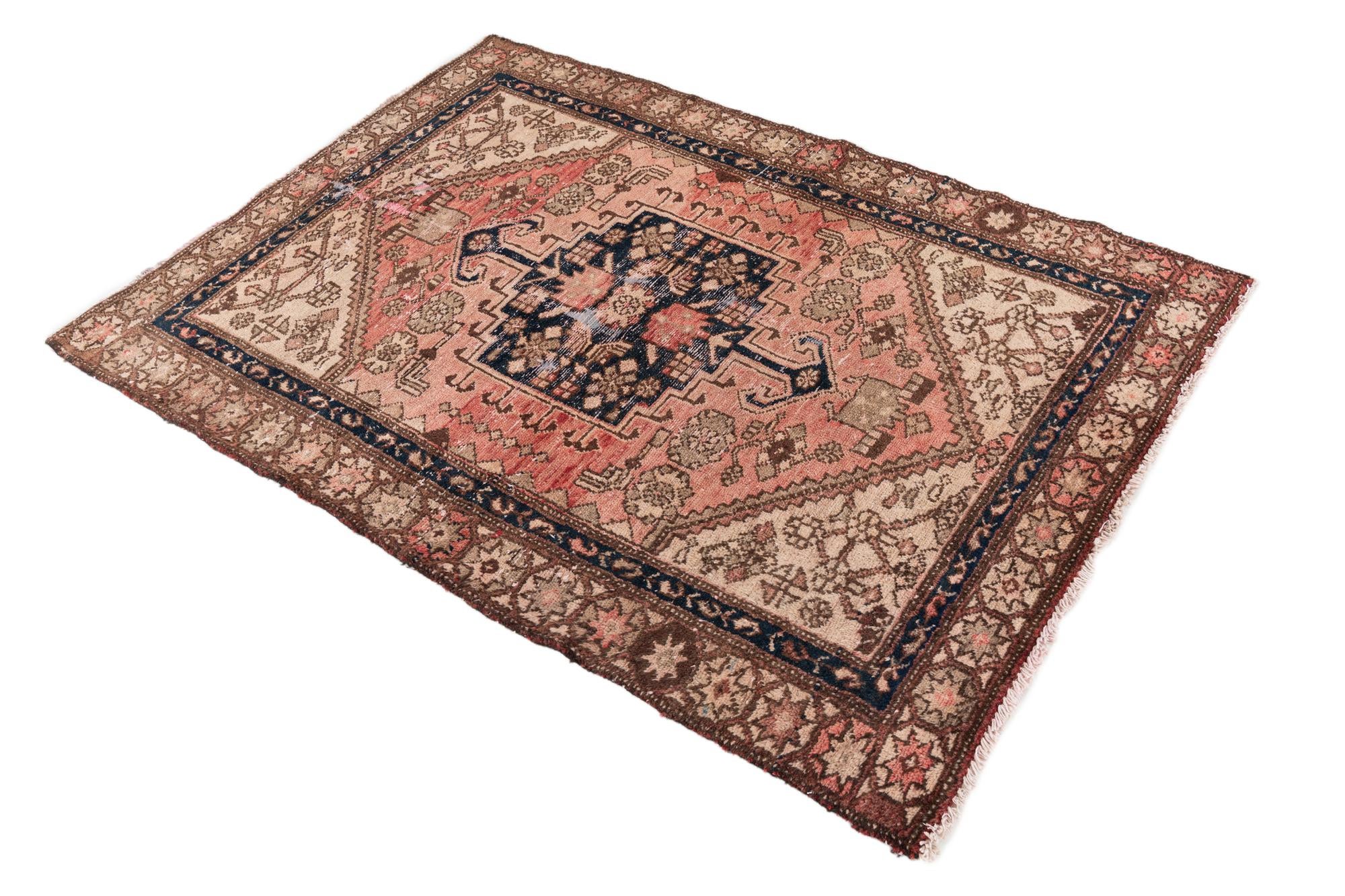 4' x 5' 9 Hand Knotted Ultra Vintage Persian Wool Rug