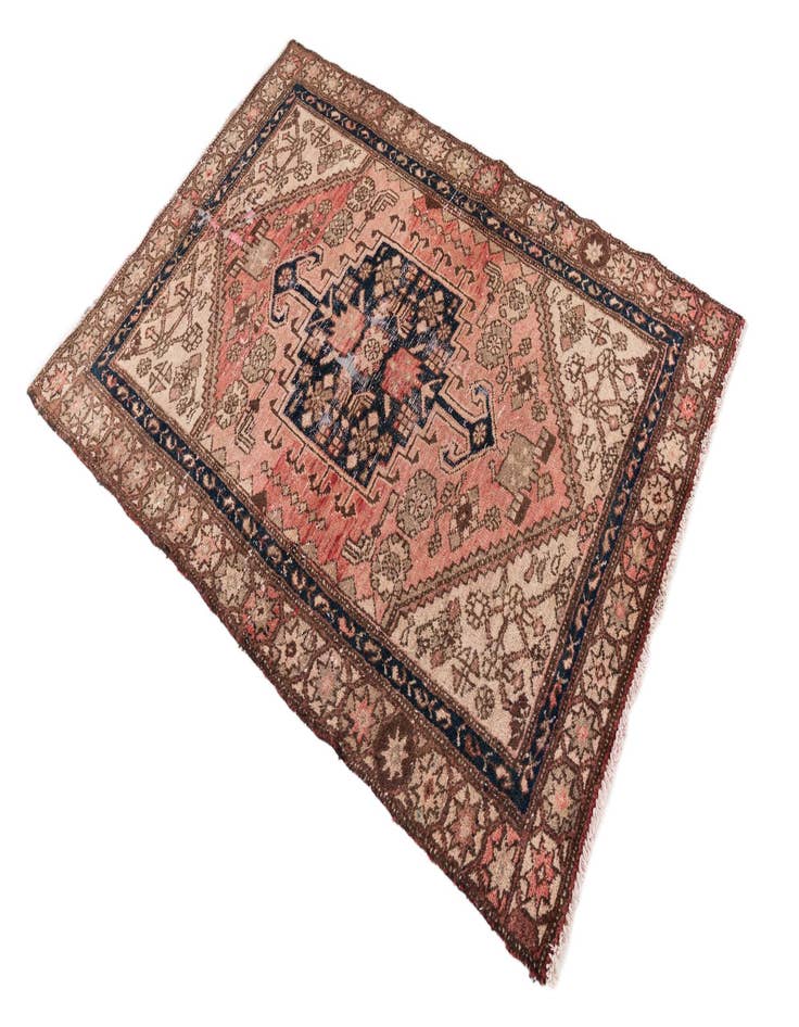 Detail image of 4' x 5' 9  Hand Knotted Ultra Vintage Persian Wool Rug