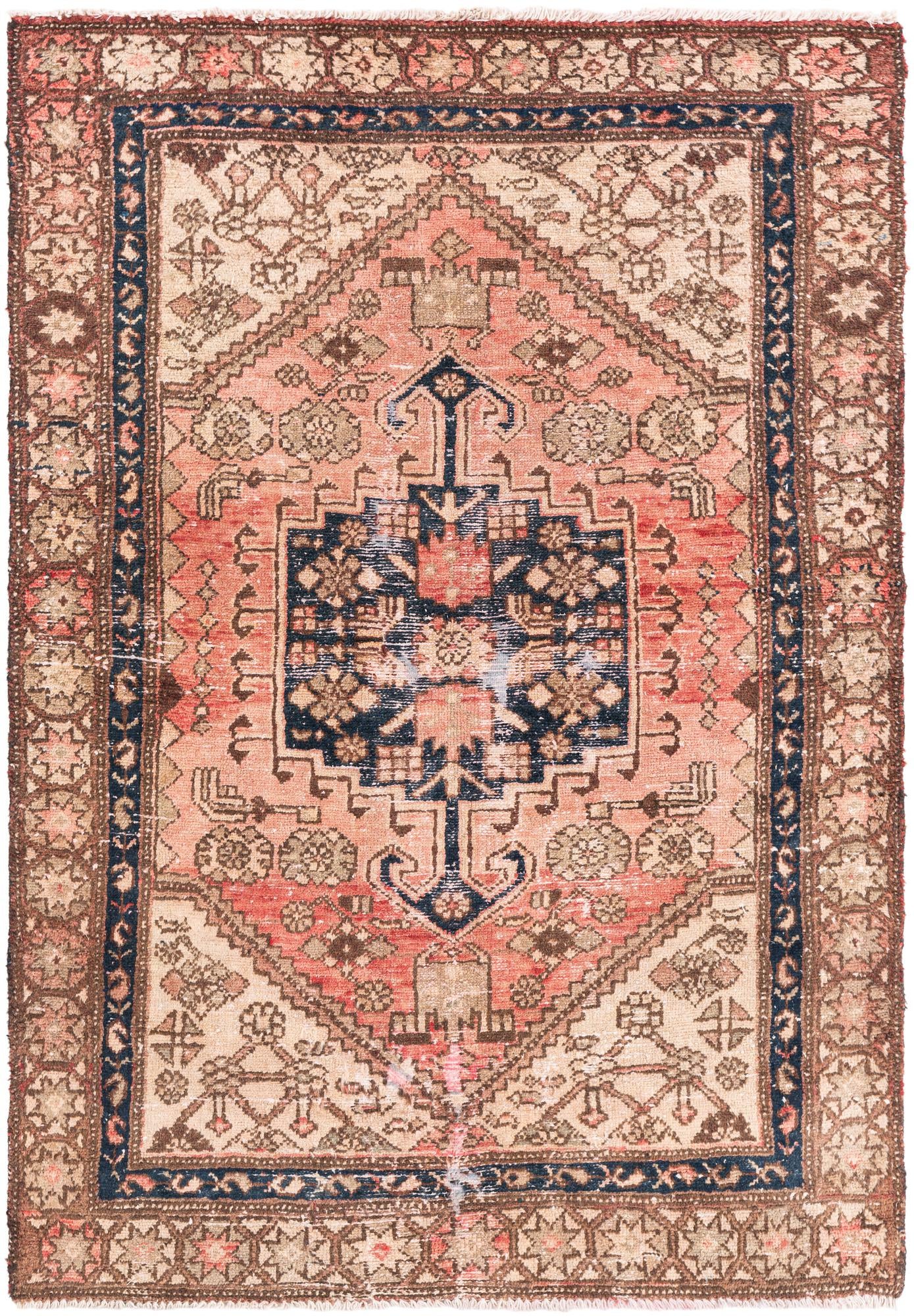 4' x 5' 9 Hand Knotted Ultra Vintage Persian Wool Rug