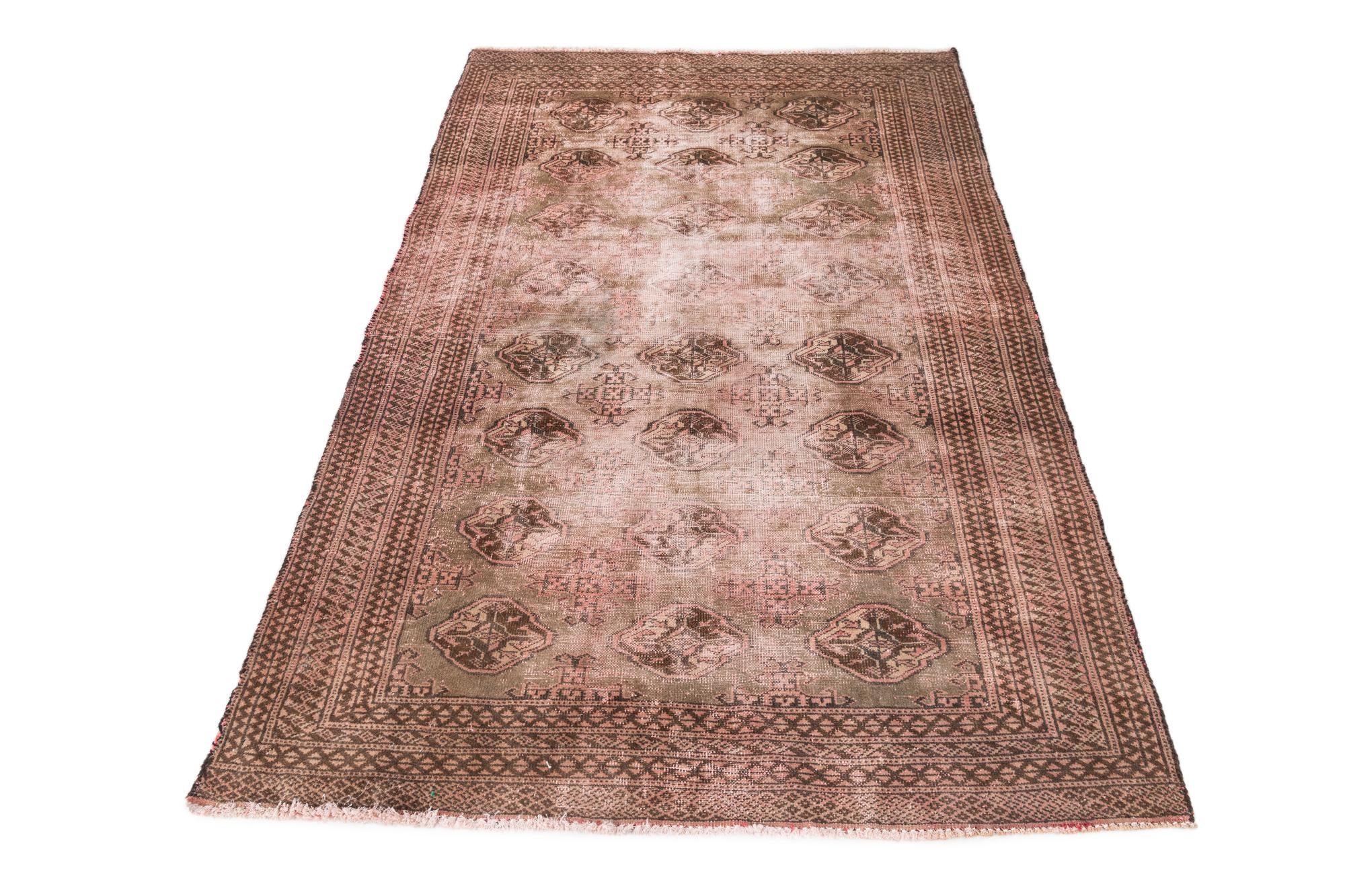4' 2 x 6' 2 Hand Knotted Ultra Vintage Persian Wool Rug