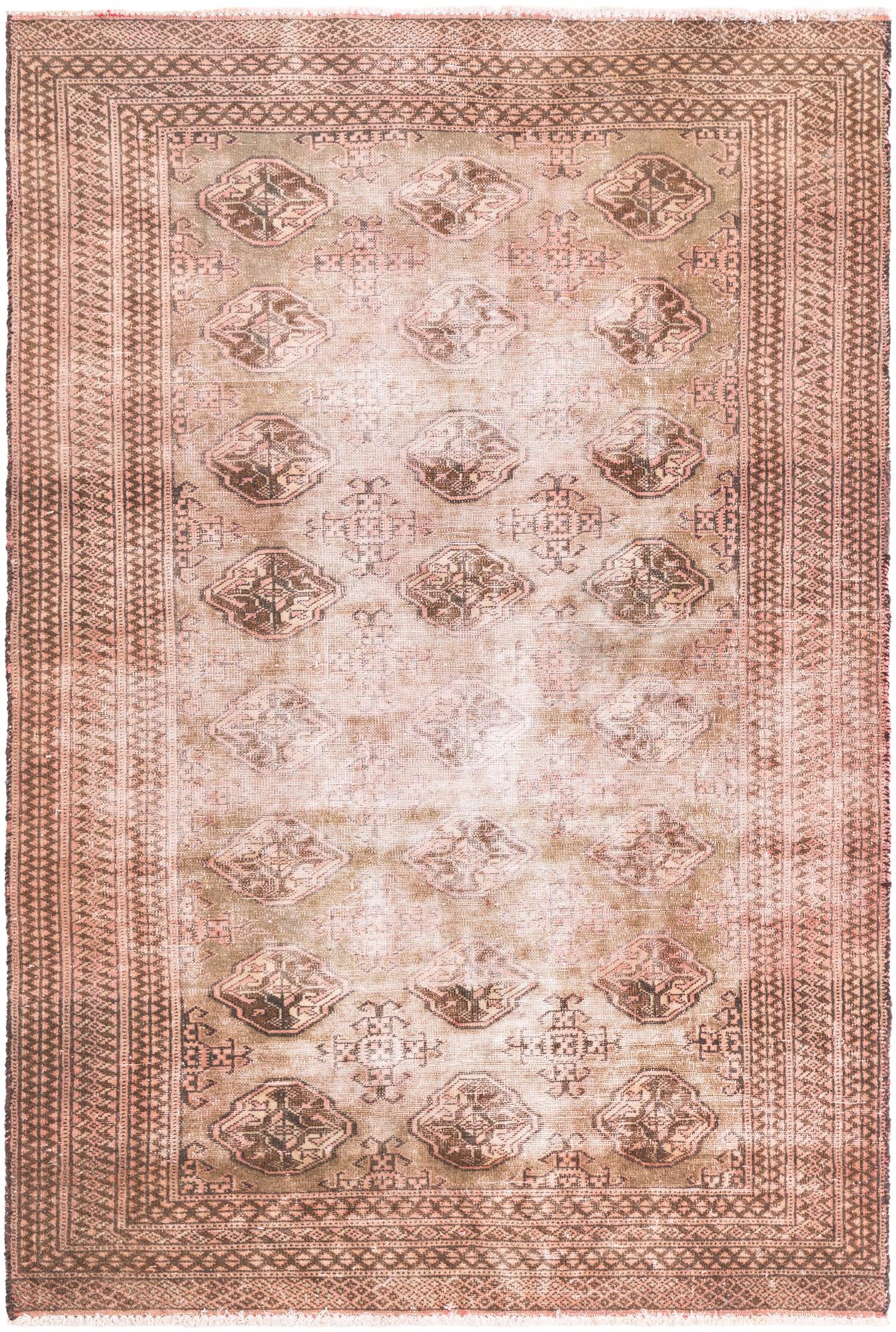 4' 2 x 6' 2 Hand Knotted Ultra Vintage Persian Wool Rug