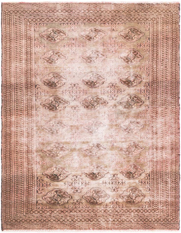 Detail image of 4' 2 x 6' 2 Hand Knotted Ultra Vintage Persian Wool Rug
