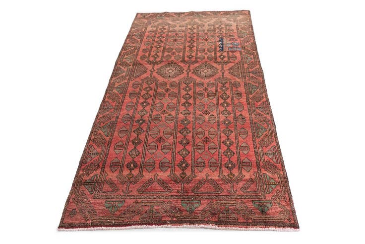 Detail image of 4' 1 x 7' 7 Hand Knotted Ultra Vintage Persian Wool Rug