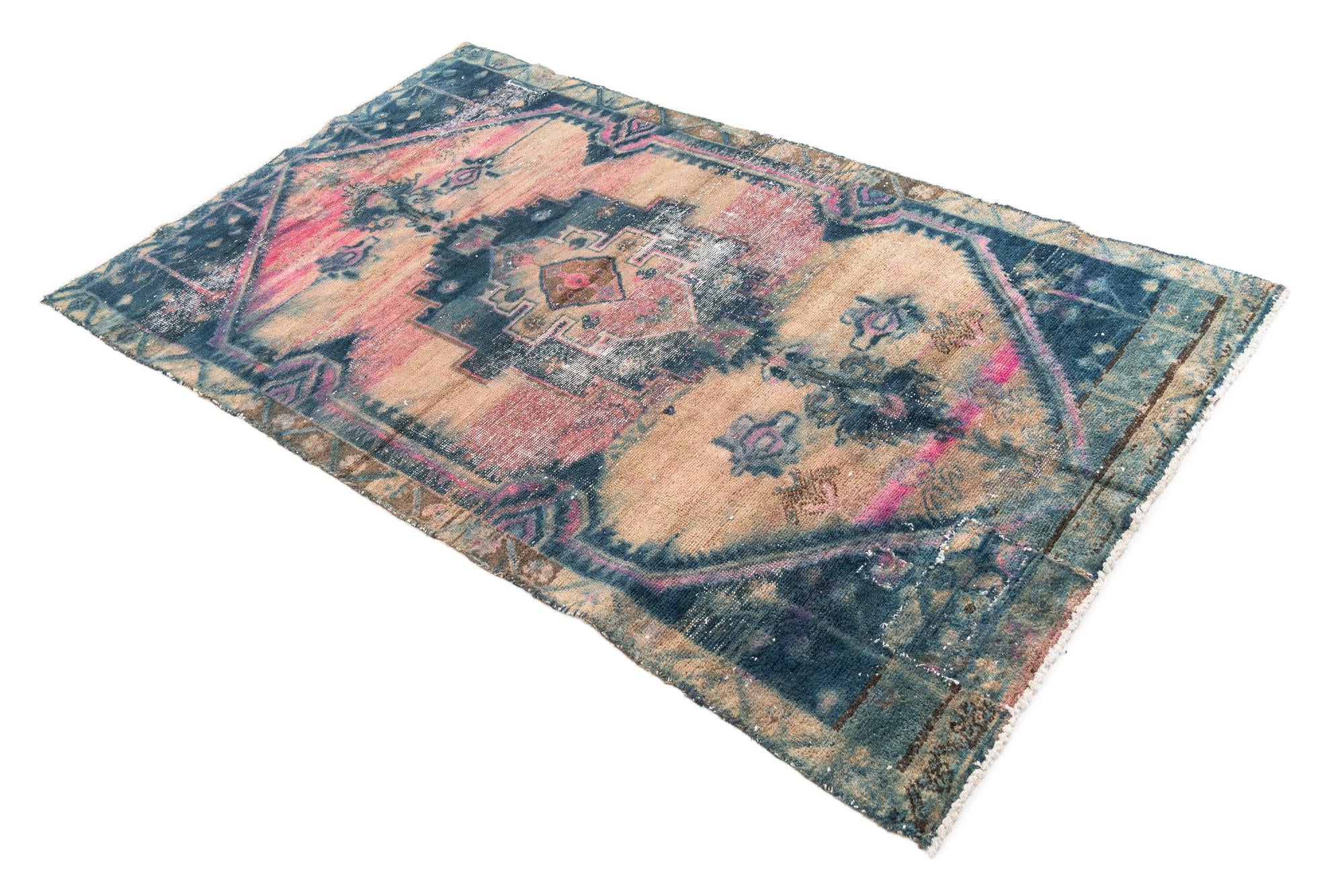4' x 6' 10 Hand Knotted Ultra Vintage Persian Wool Rug