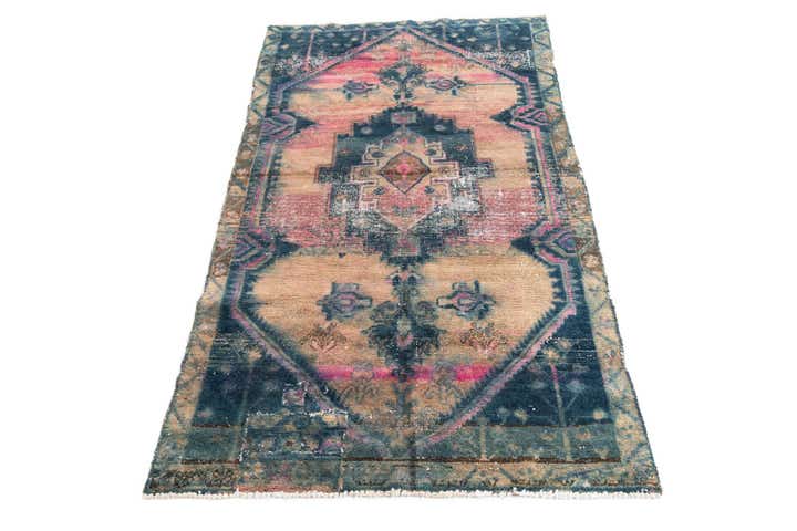 4' x 6' 10 Hand Knotted Ultra Vintage Persian Wool Rug