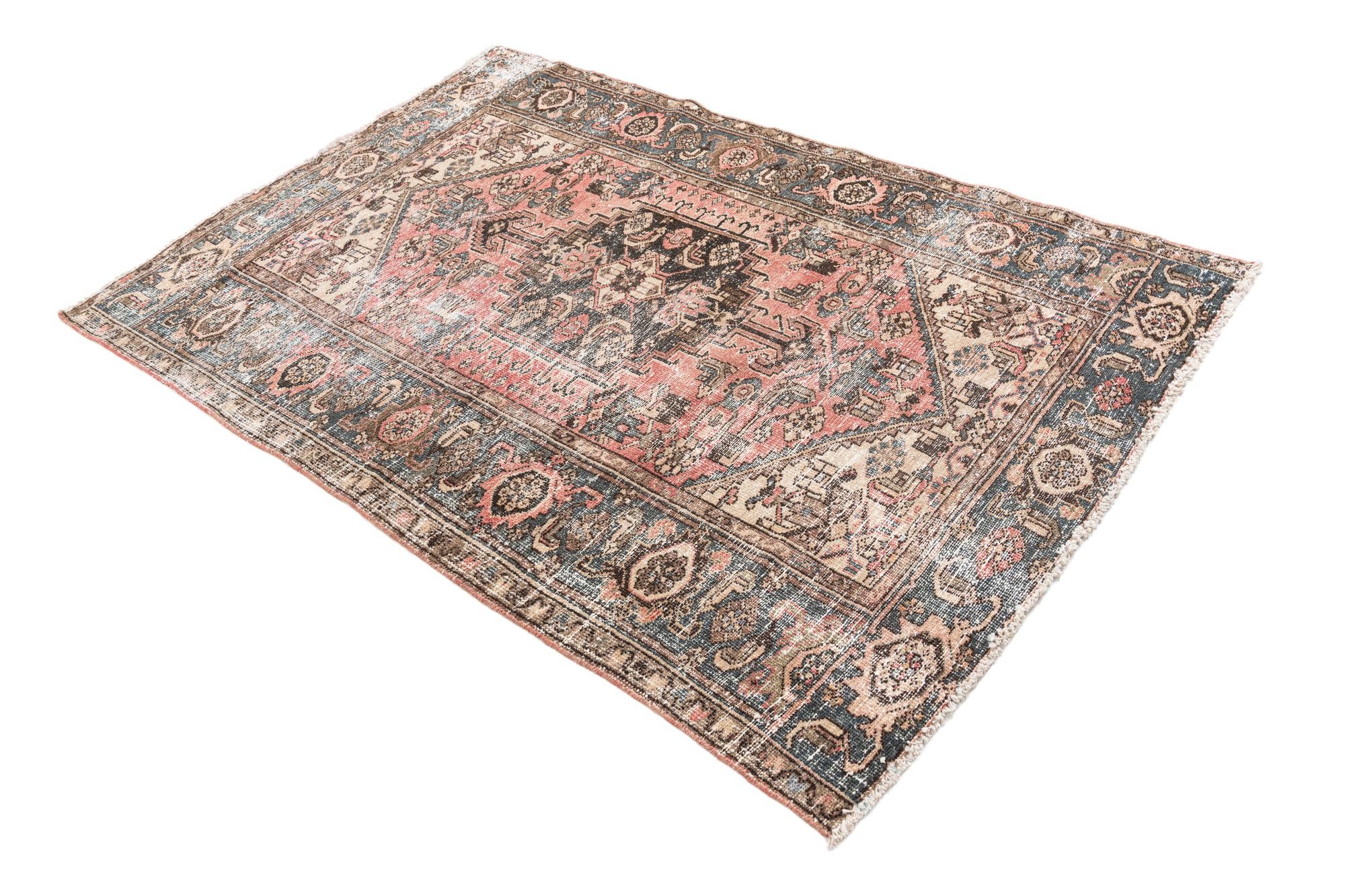 4' 2 x 6' 5 Hand Knotted Ultra Vintage Persian Wool Rug