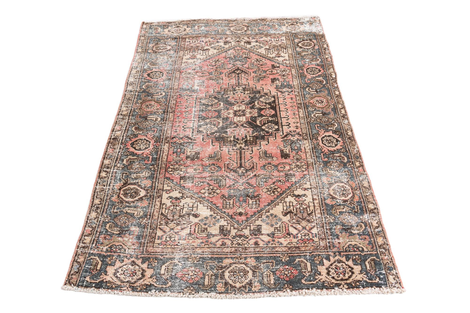 4' 2 x 6' 5 Hand Knotted Ultra Vintage Persian Wool Rug