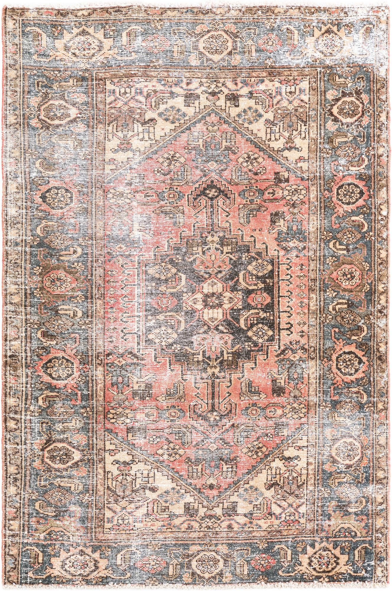 4' 2 x 6' 5 Hand Knotted Ultra Vintage Persian Wool Rug