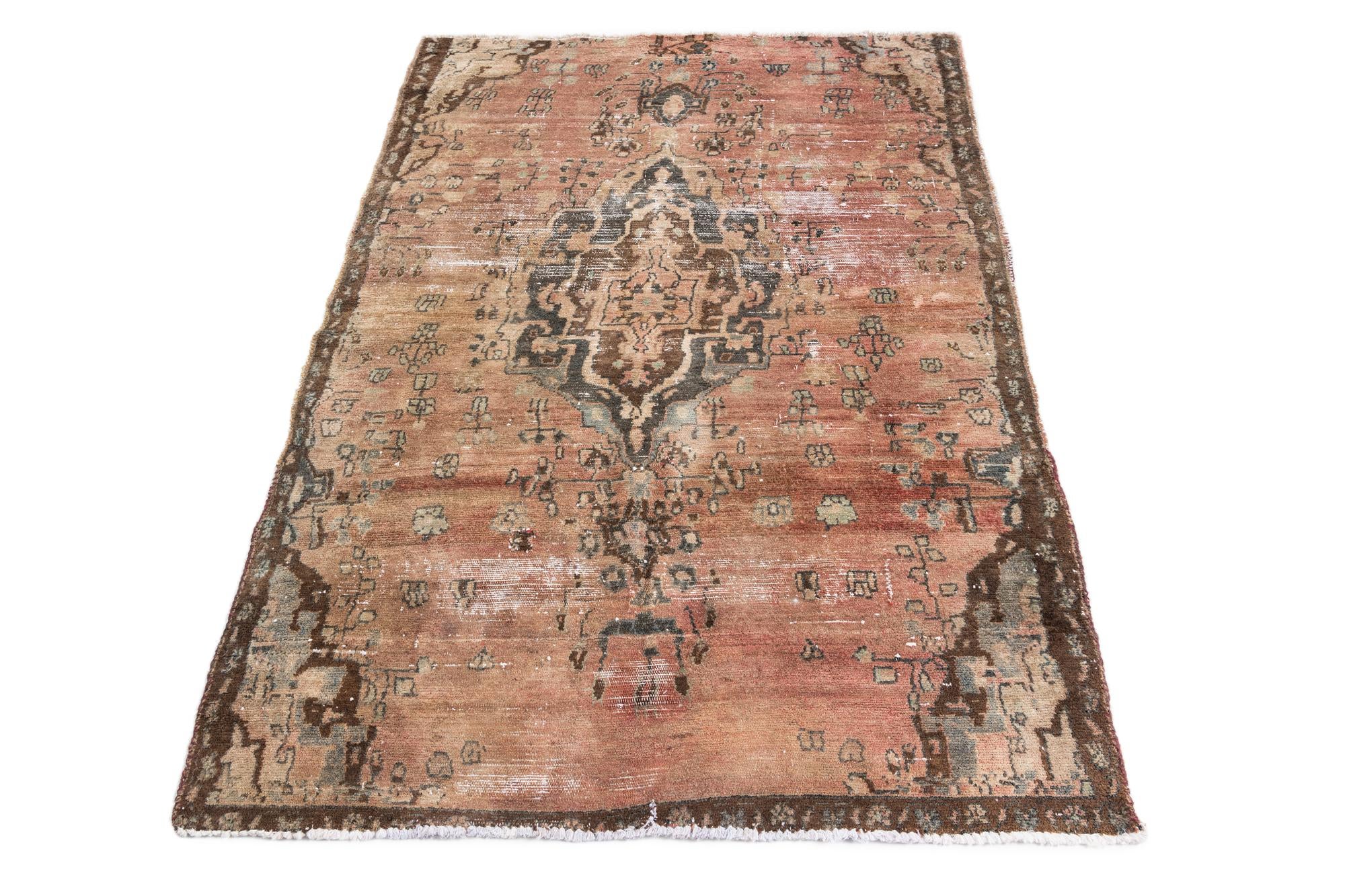 4' 4 x 6' 1 Hand Knotted Ultra Vintage Persian Wool Rug