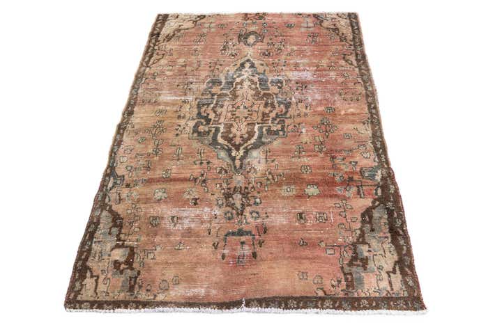 4' 4 x 6' 1 Hand Knotted Ultra Vintage Persian Wool Rug