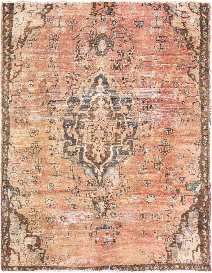 Detail image of 4' 4 x 6' 1 Hand Knotted Ultra Vintage Persian Wool Rug
