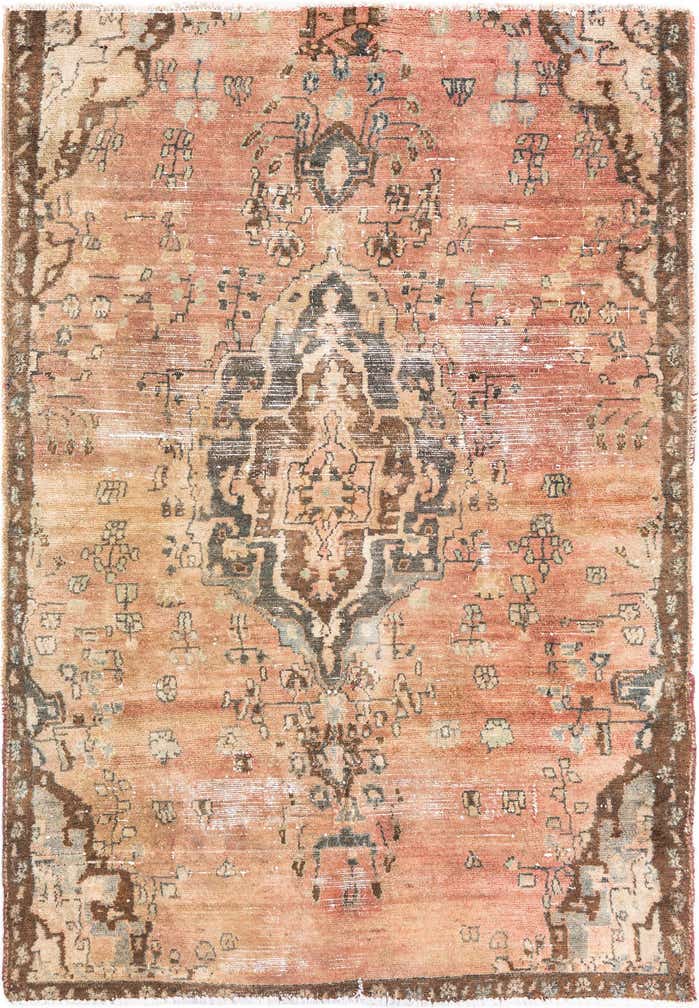 4' 4 x 6' 1 Hand Knotted Ultra Vintage Persian Wool Rug
