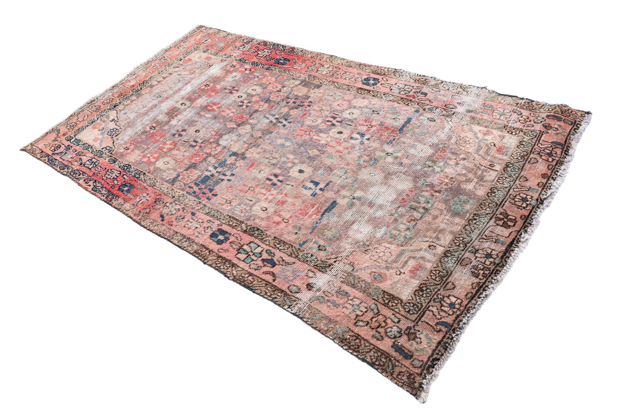 3' 10 x 6' 5 Hand Knotted Ultra Vintage Persian Wool Rug