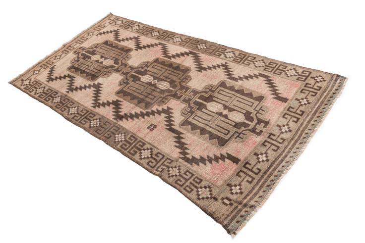 Detail image of 3' 2 x 6' 1 Hand Knotted Ultra Vintage Persian Wool Rug