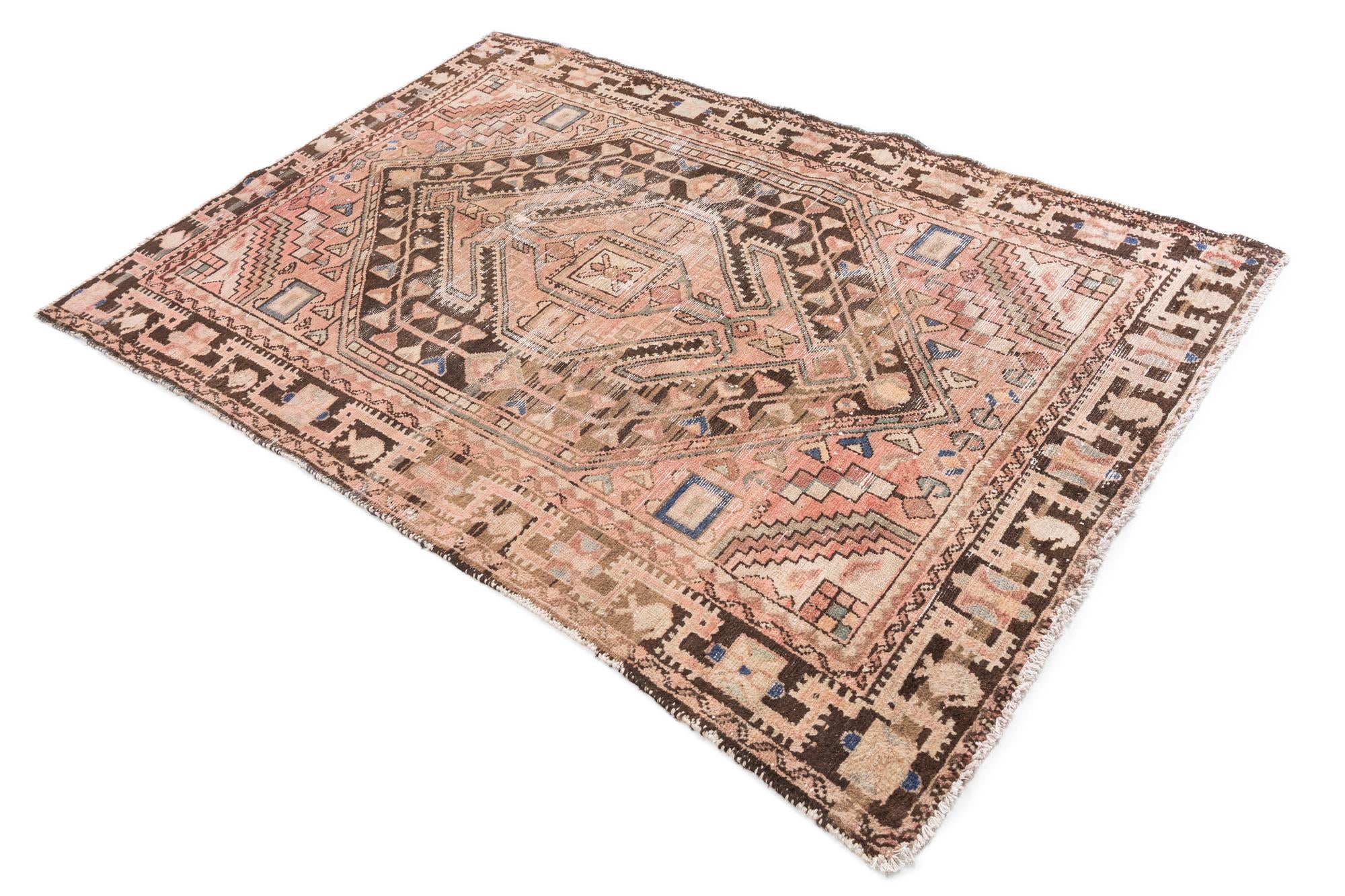 4' 5 x 6' 7 Hand Knotted Ultra Vintage Persian Wool Rug