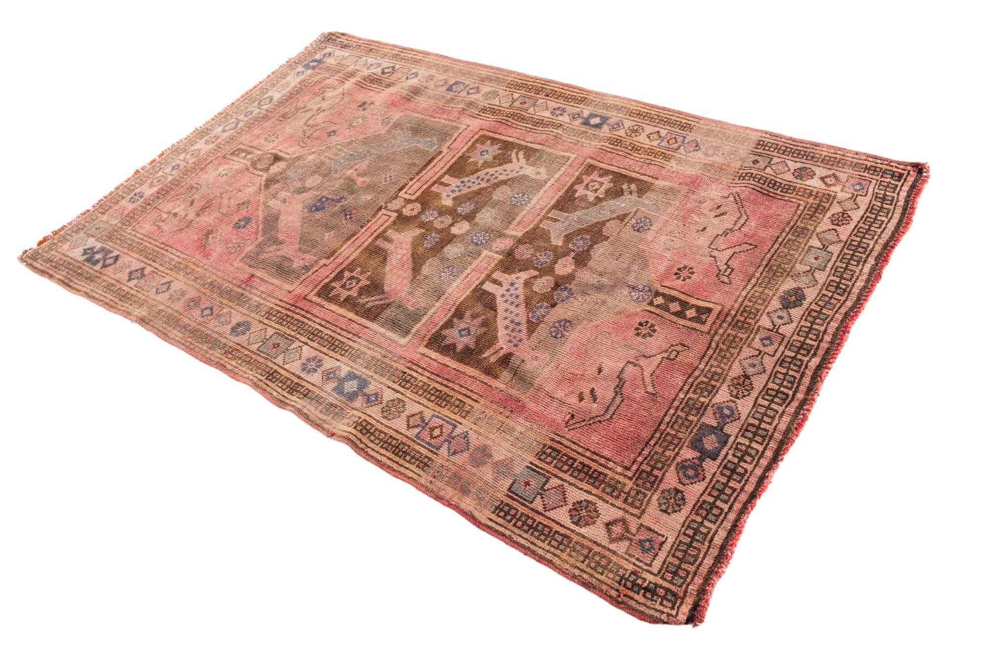 4' 2 x 6' 1 Hand Knotted Ultra Vintage Persian Wool Rug