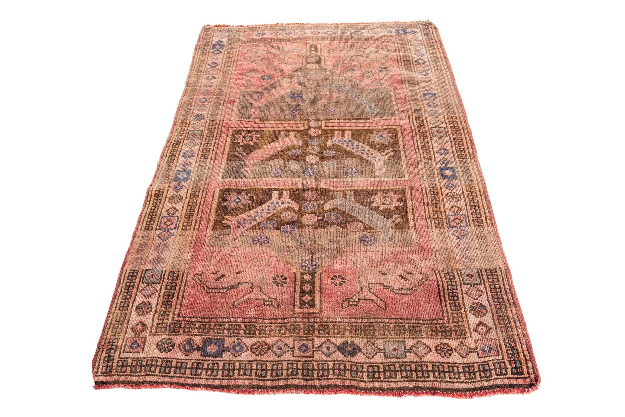 4' 2 x 6' 1 Hand Knotted Ultra Vintage Persian Wool Rug