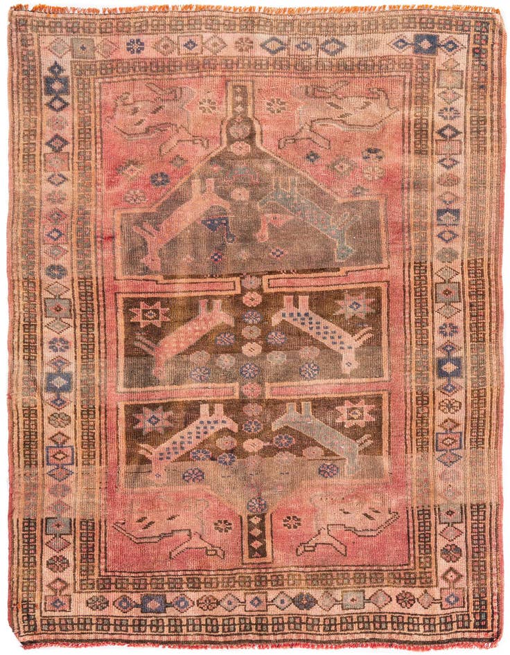 Detail image of 4' 2 x 6' 1 Hand Knotted Ultra Vintage Persian Wool Rug