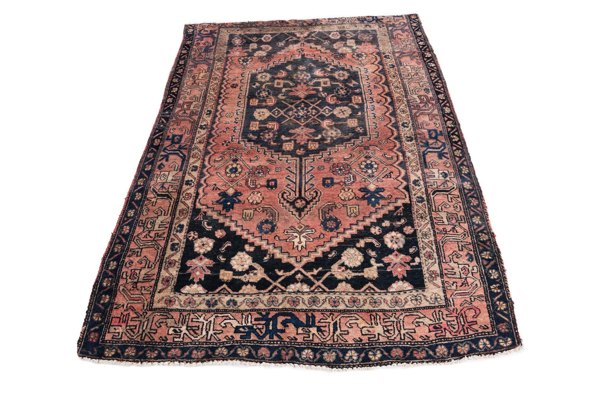 4' 3 x 6' 1 Hand Knotted Ultra Vintage Persian Wool Rug