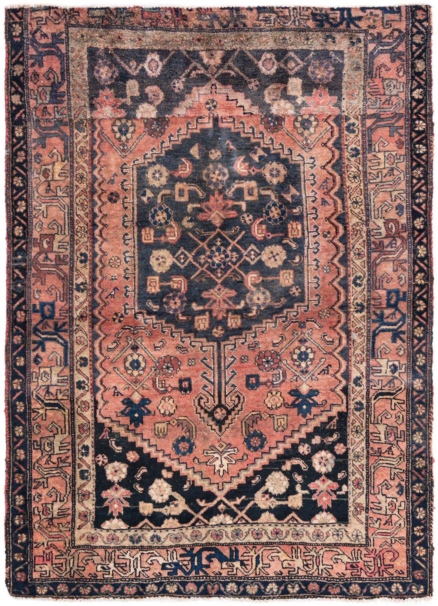 4' 3 x 6' 1 Hand Knotted Ultra Vintage Persian Wool Rug