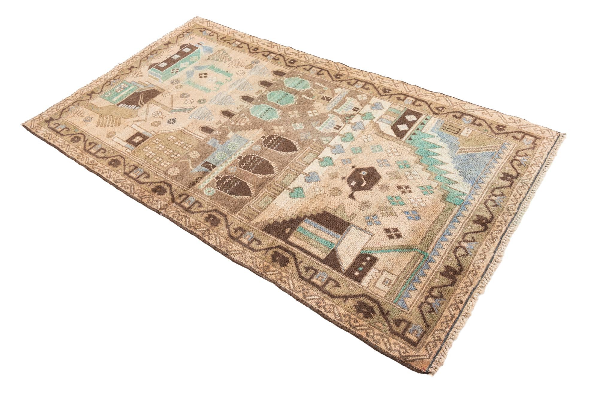 3' 5 x 6' 1 Hand Knotted Ultra Vintage Persian Wool Rug