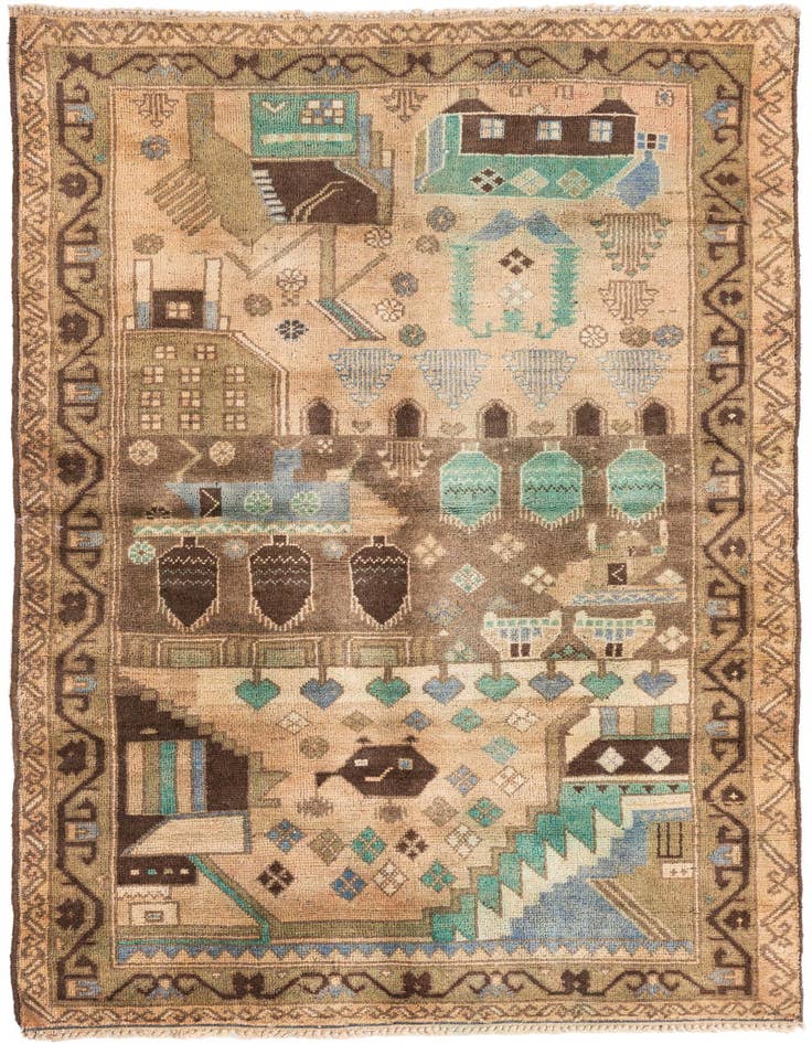 Detail image of 3' 5 x 6' 1 Hand Knotted Ultra Vintage Persian Wool Rug